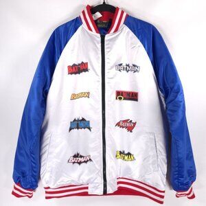 NWOT Batman Logos Bomber Jacket Full Zip DC Tango Hotel Rare Size SMALL